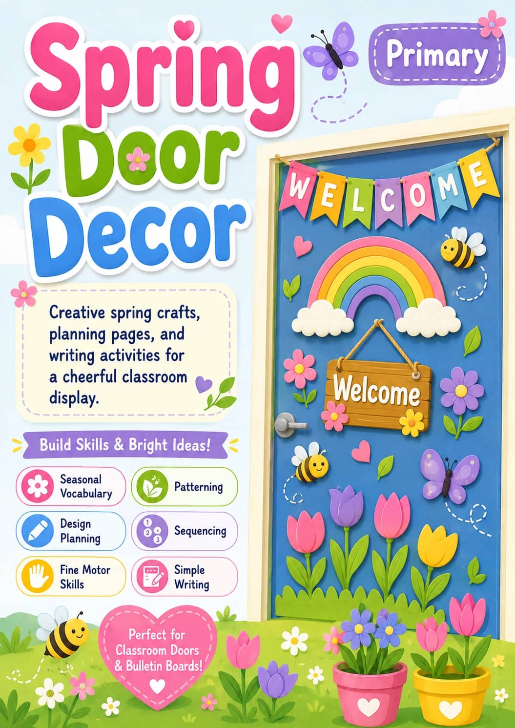 Spring Door Decor Worksheet Pack printable cover