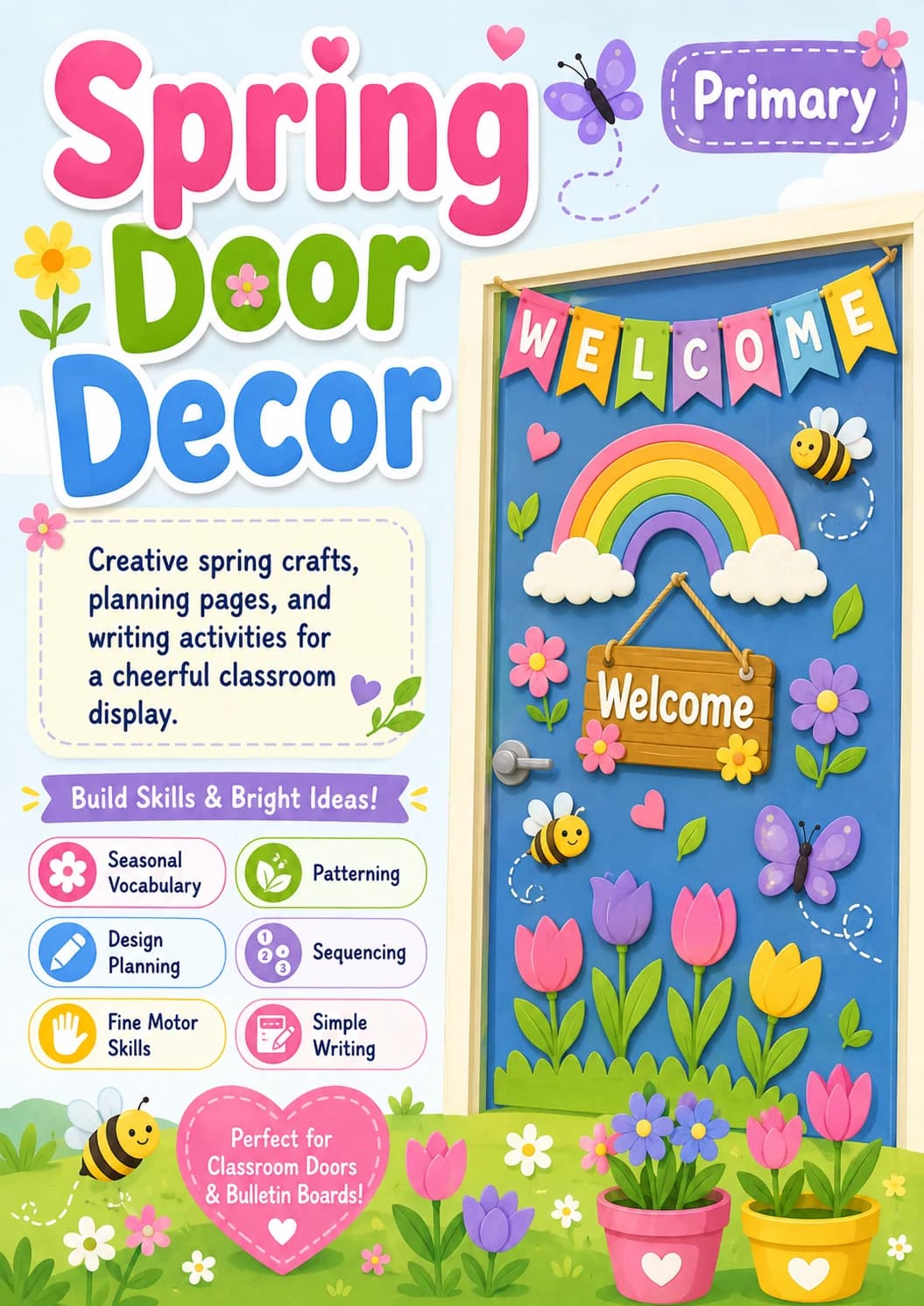 Spring Door Decor Worksheet Pack printable cover