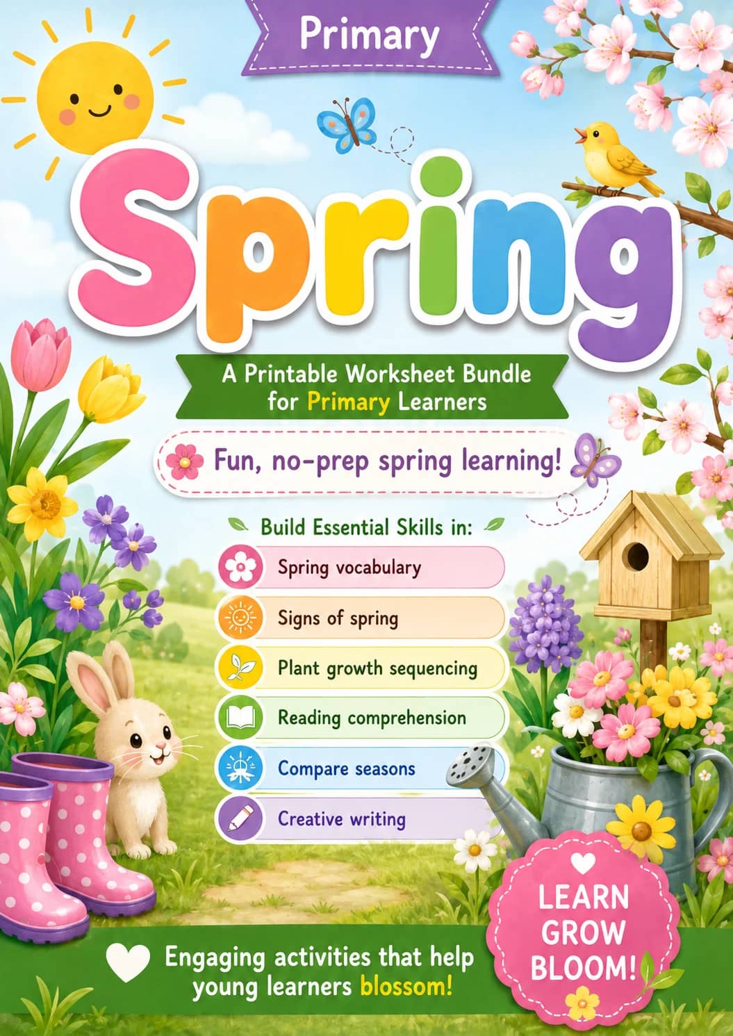 Spring Worksheet Pack printable cover