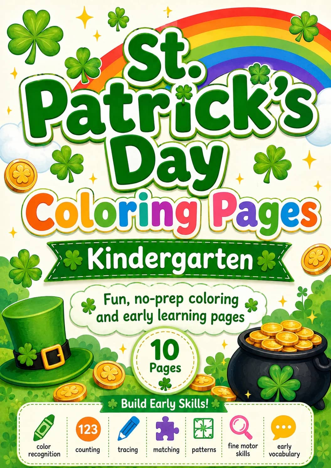 St. Patrick's Day Coloring Pages Worksheet Pack printable cover