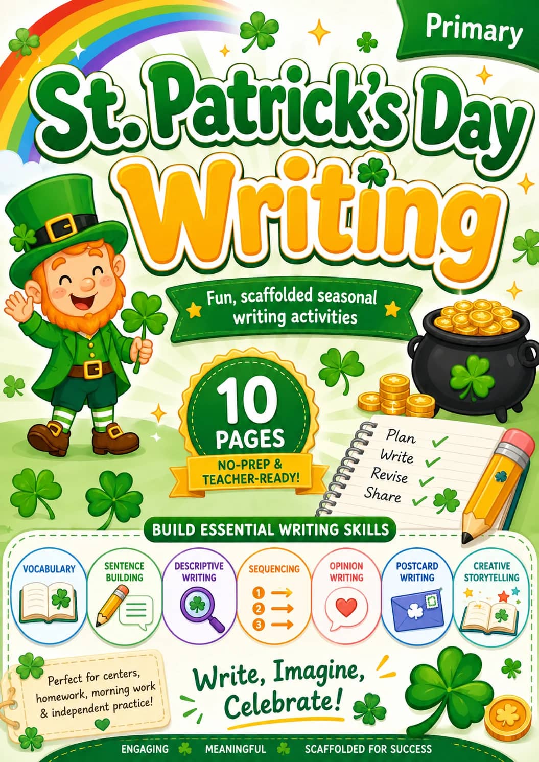 St. Patrick's Day Writing Worksheet Pack printable cover