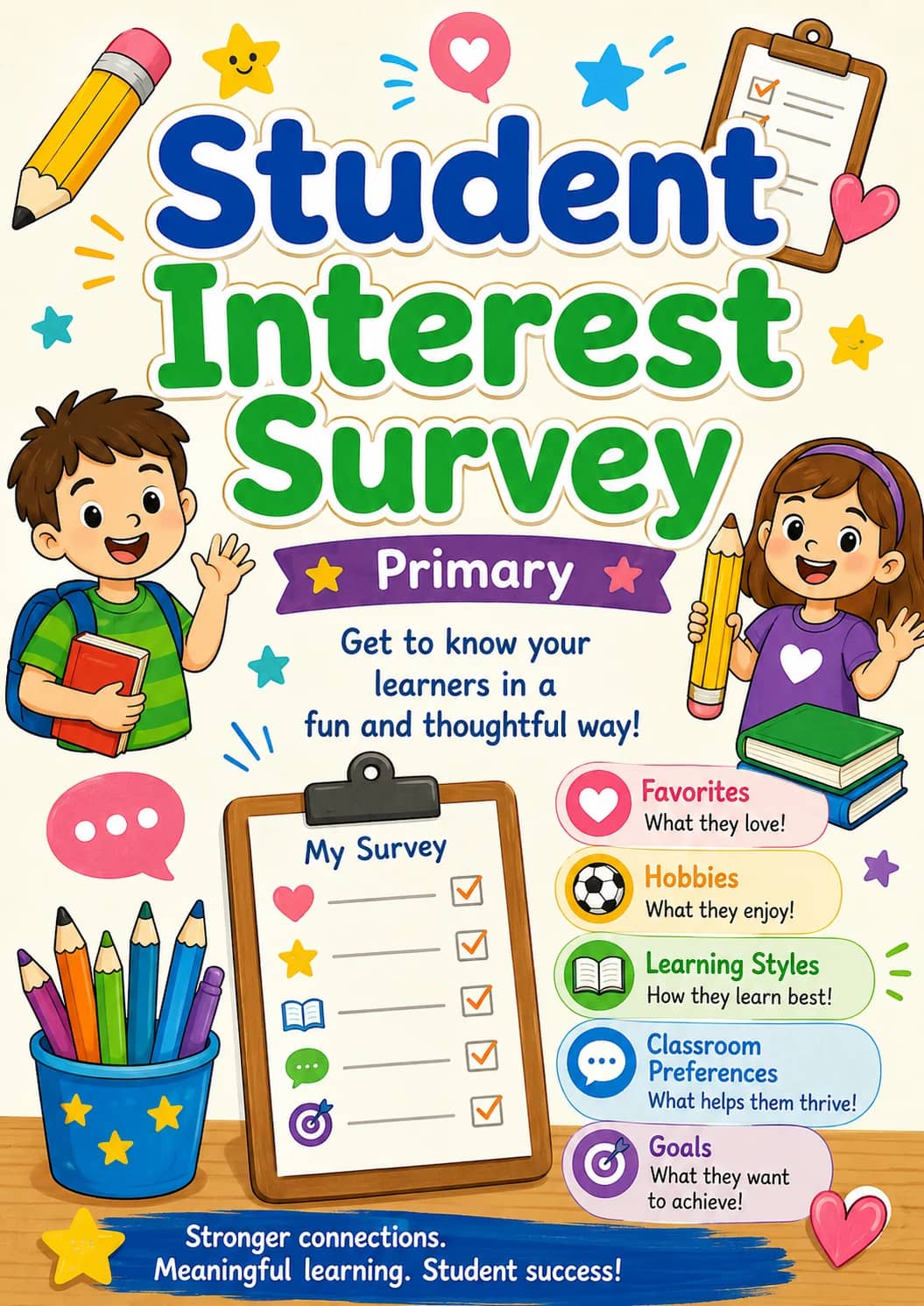 Student Interest Survey Worksheet Pack printable cover