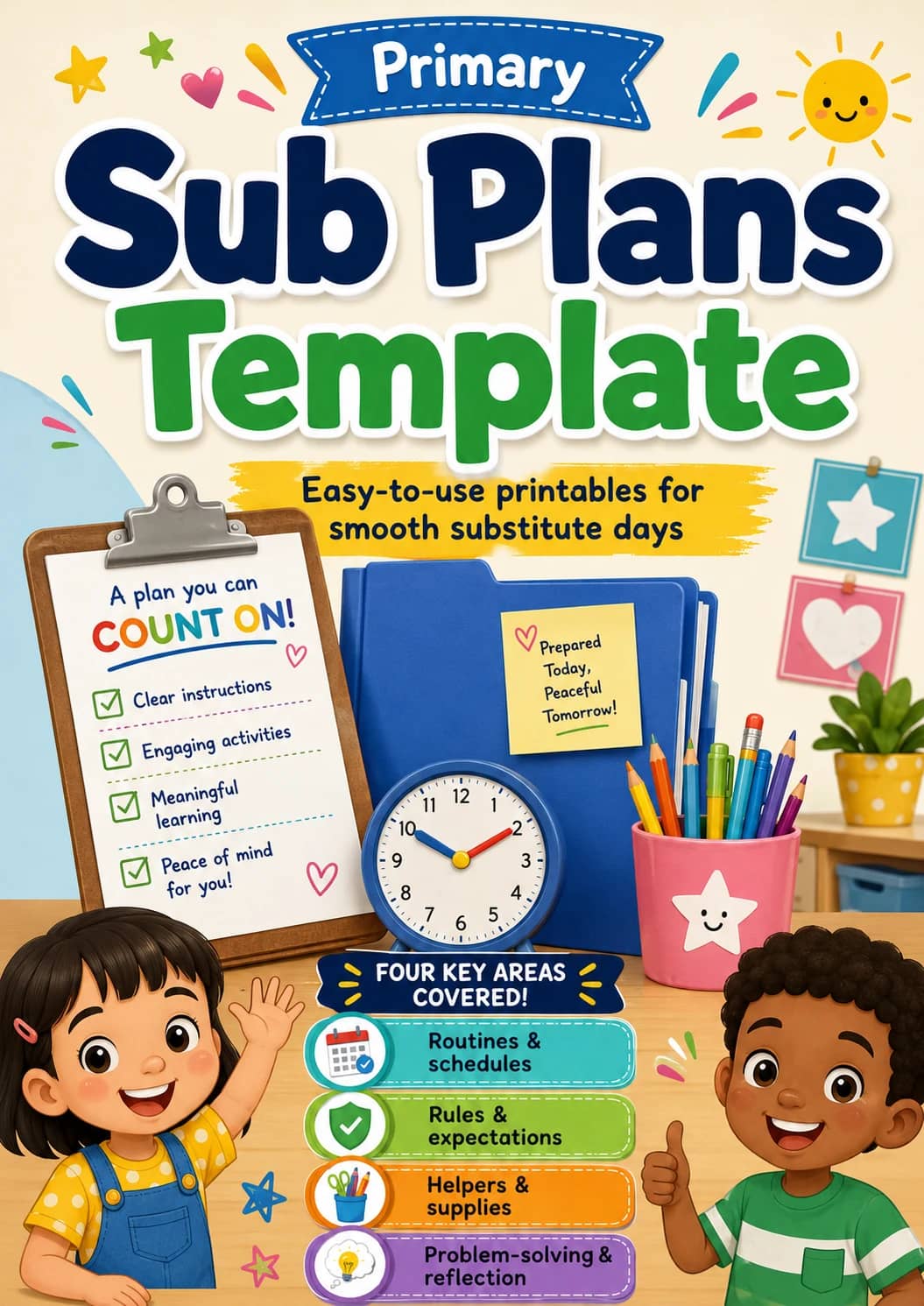Sub Plans Template Worksheet Pack printable cover