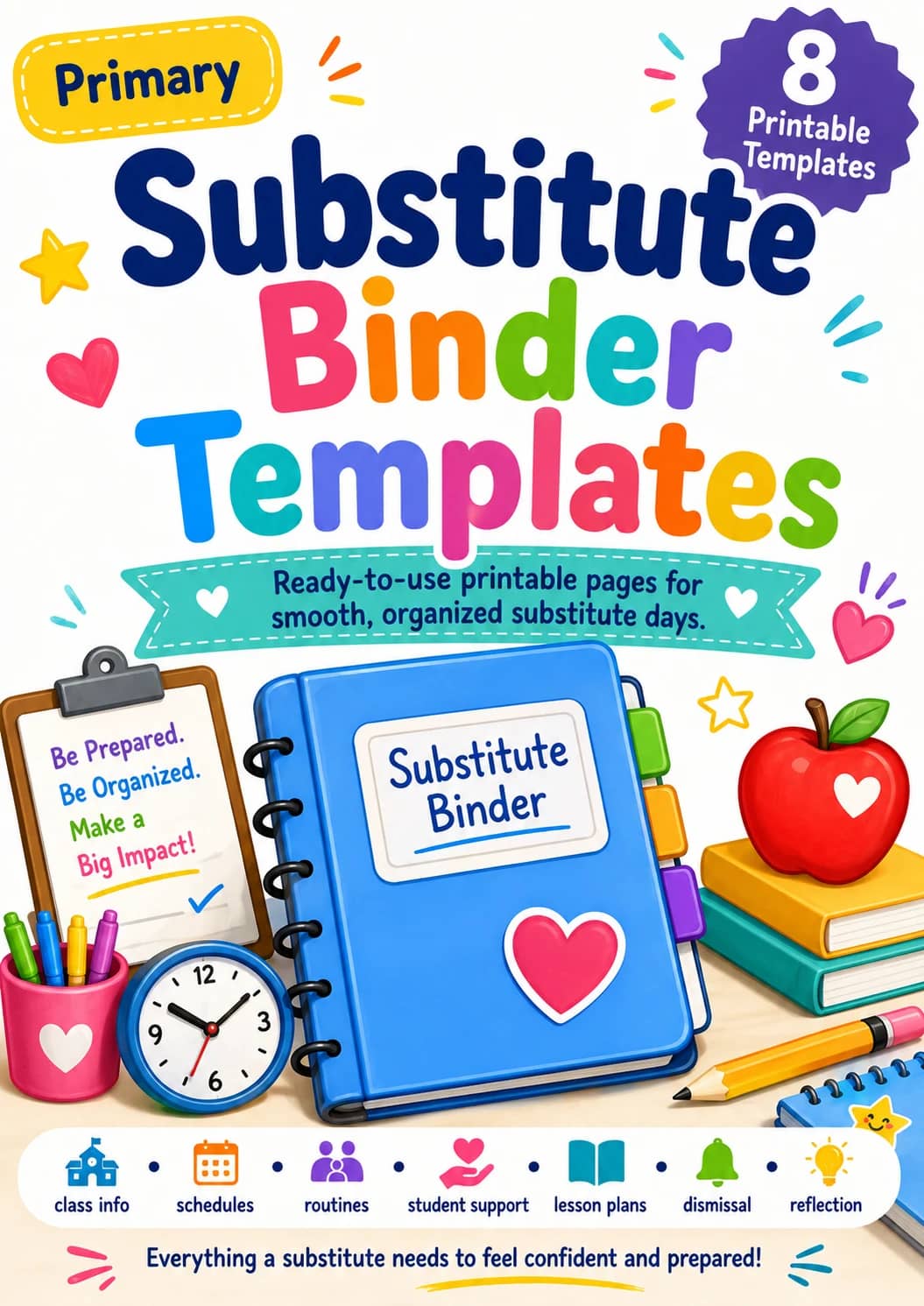 Substitute Binder Templates Worksheet Pack printable cover