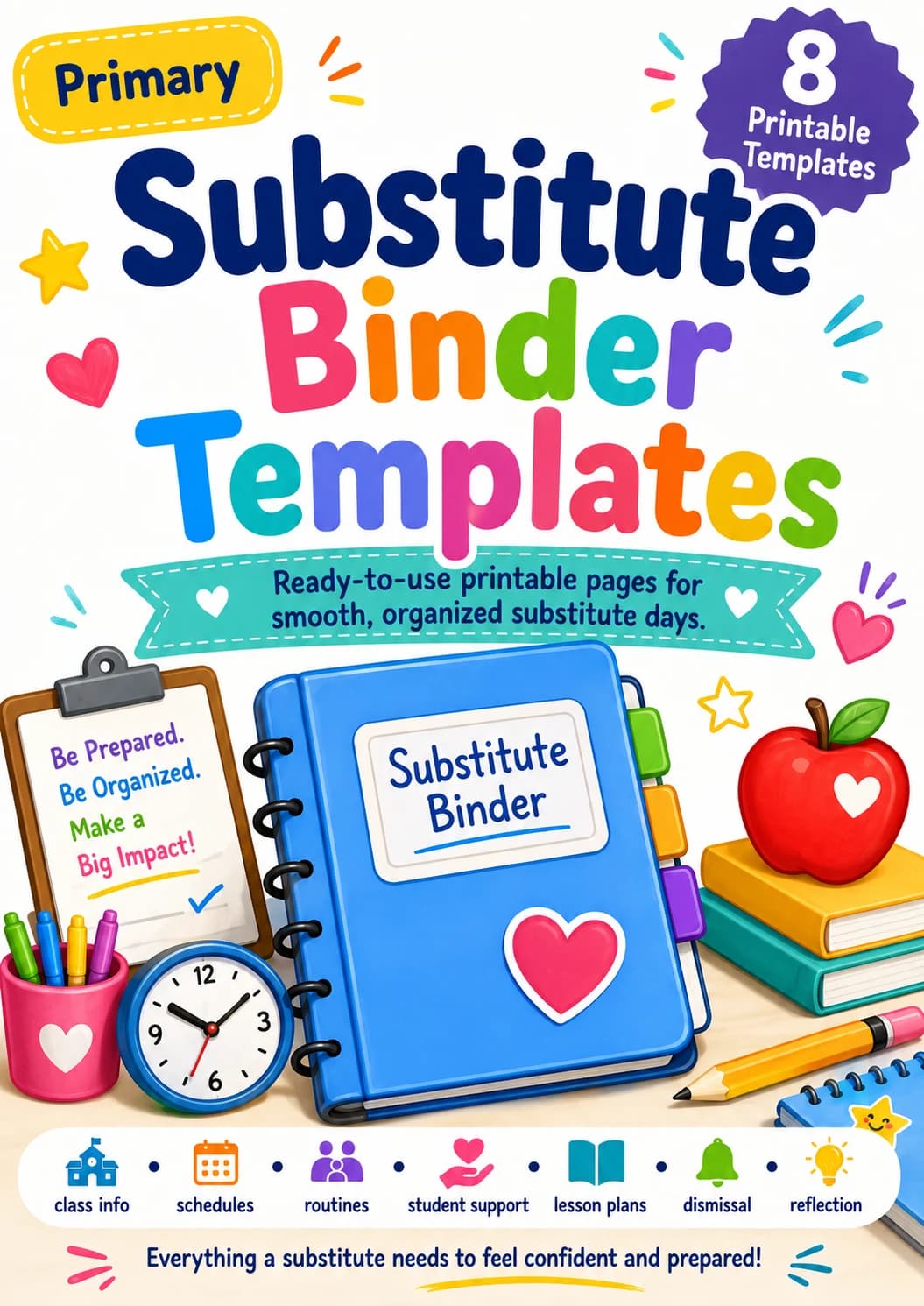 Substitute Binder Templates Worksheet Pack printable cover