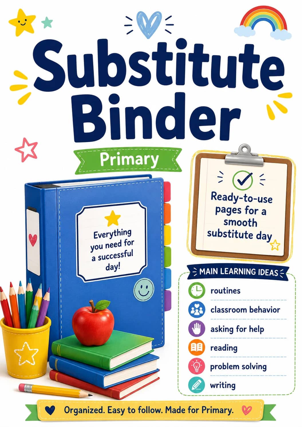 Substitute Binder Worksheet Pack printable cover