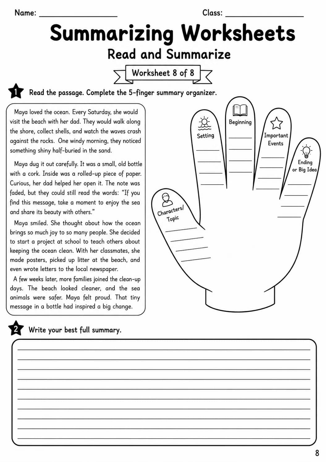 Summarizing Worksheets Worksheet Pack printable cover