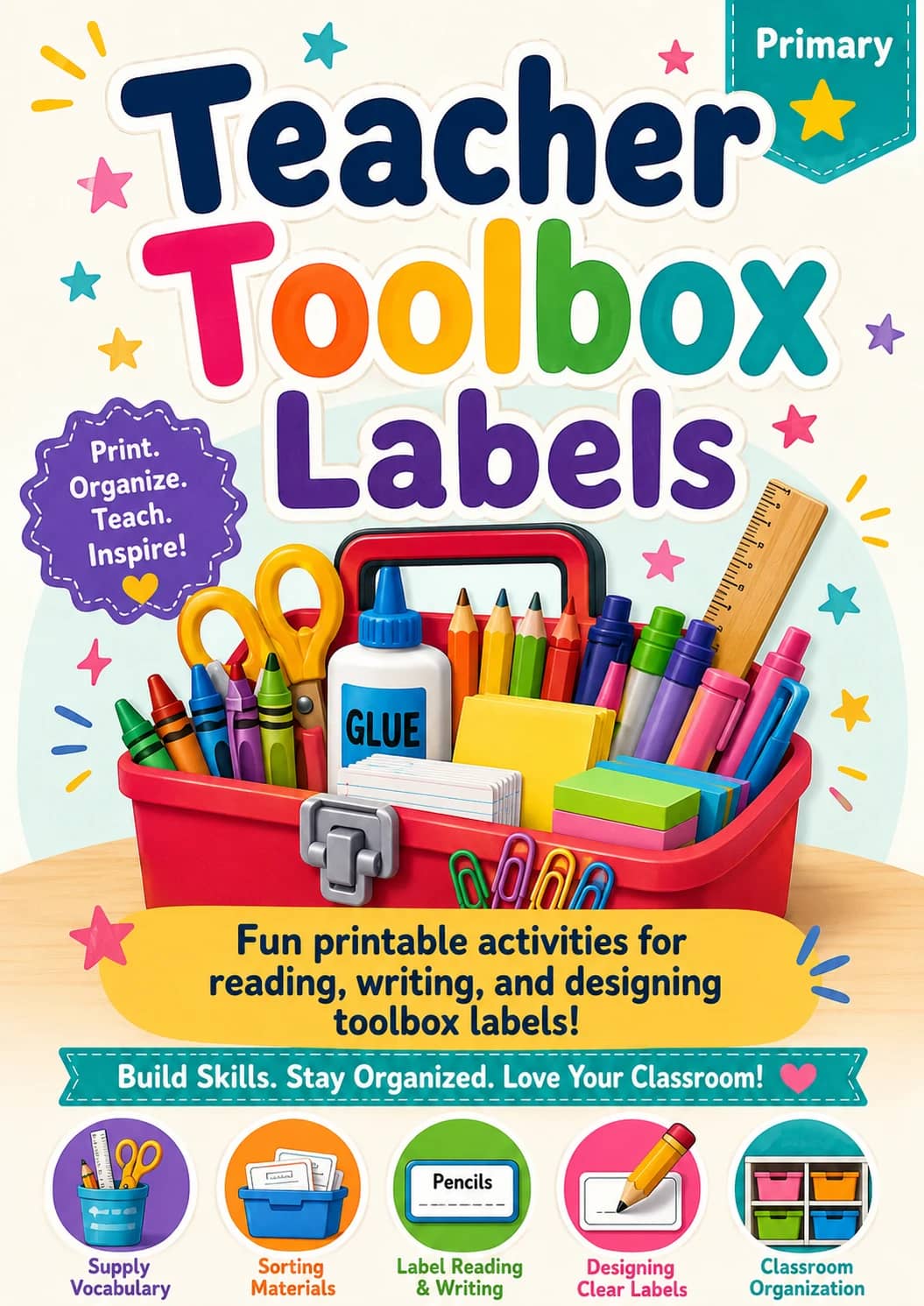 Teacher Toolbox Labels Worksheet Pack printable cover