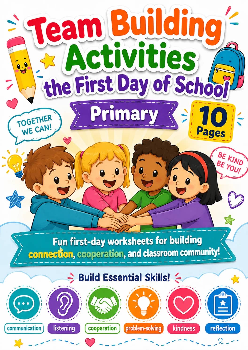 Team Building Activities the First Day of School Worksheet Pack printable cover