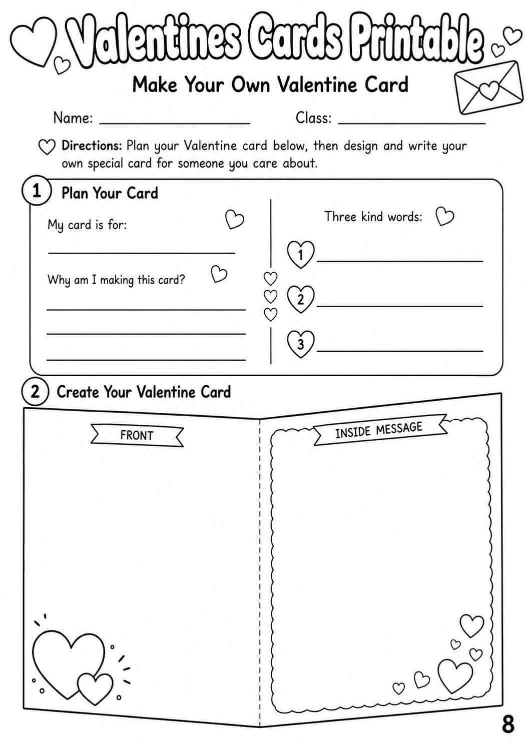 Valentines Cards Printable Worksheet Pack printable cover