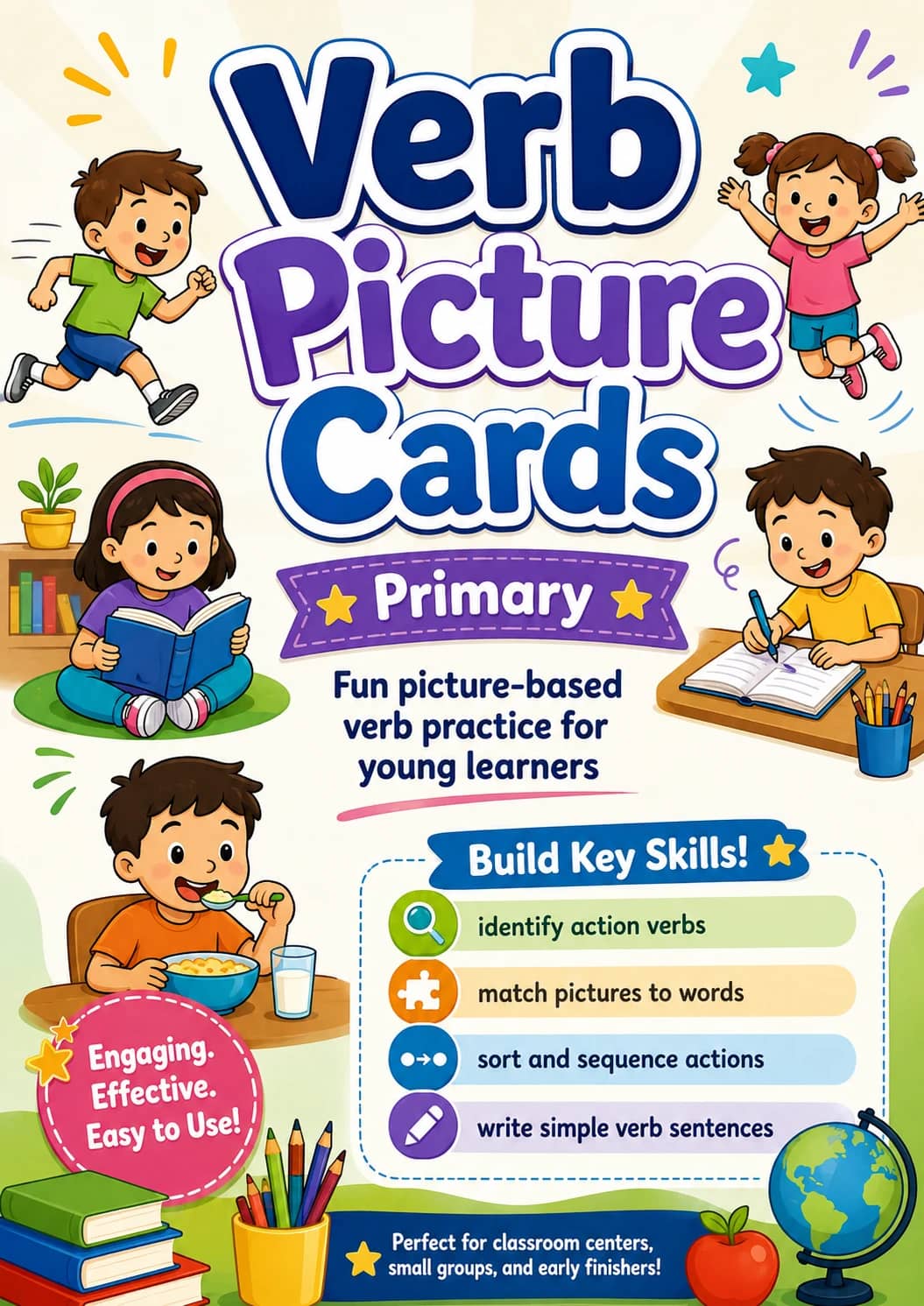 Verb Picture Cards Worksheet Pack printable cover