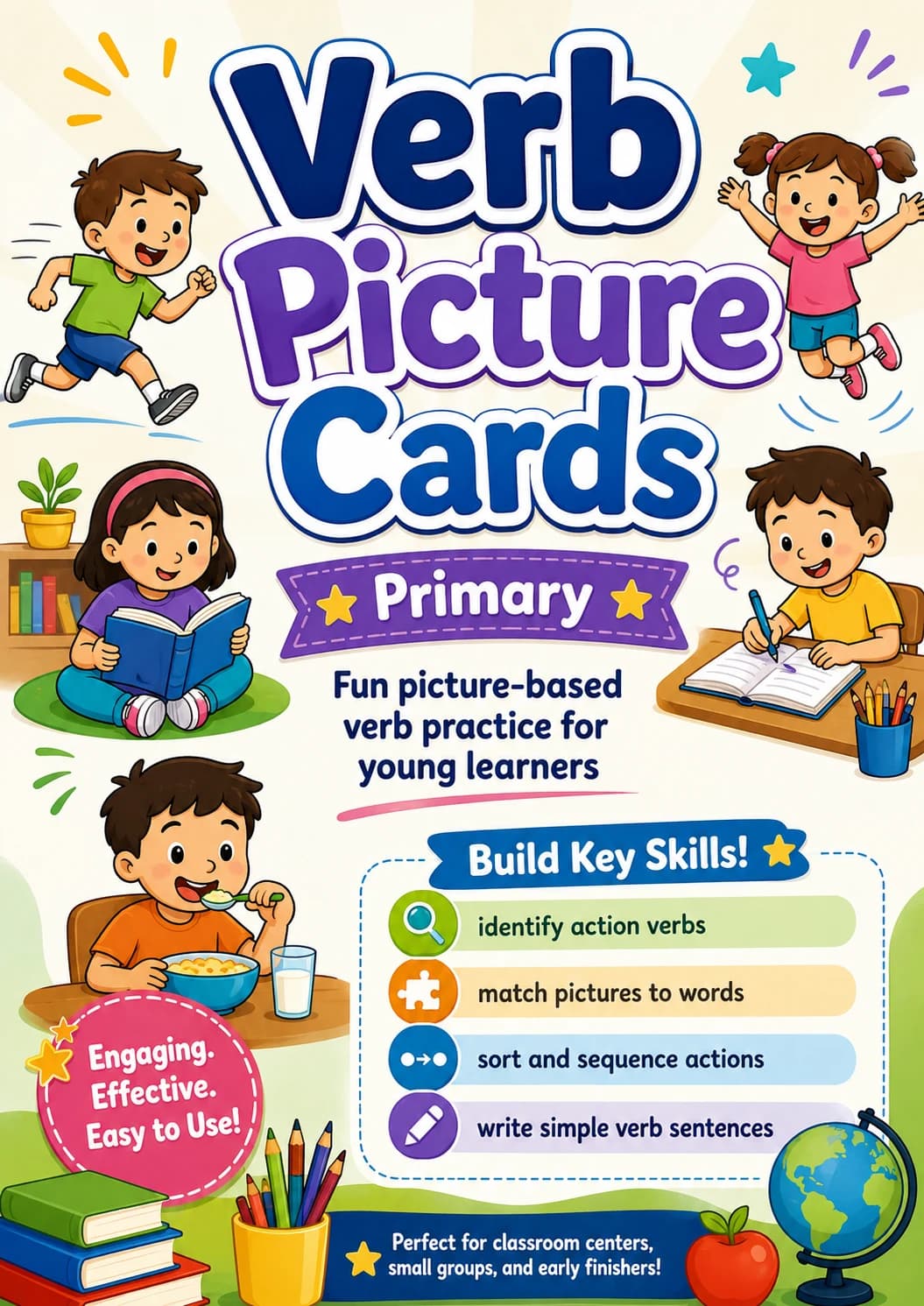 Verb Picture Cards Worksheet Pack printable cover