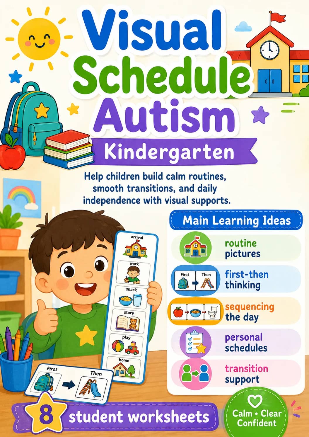 Visual Schedule Autism Worksheet Pack printable cover
