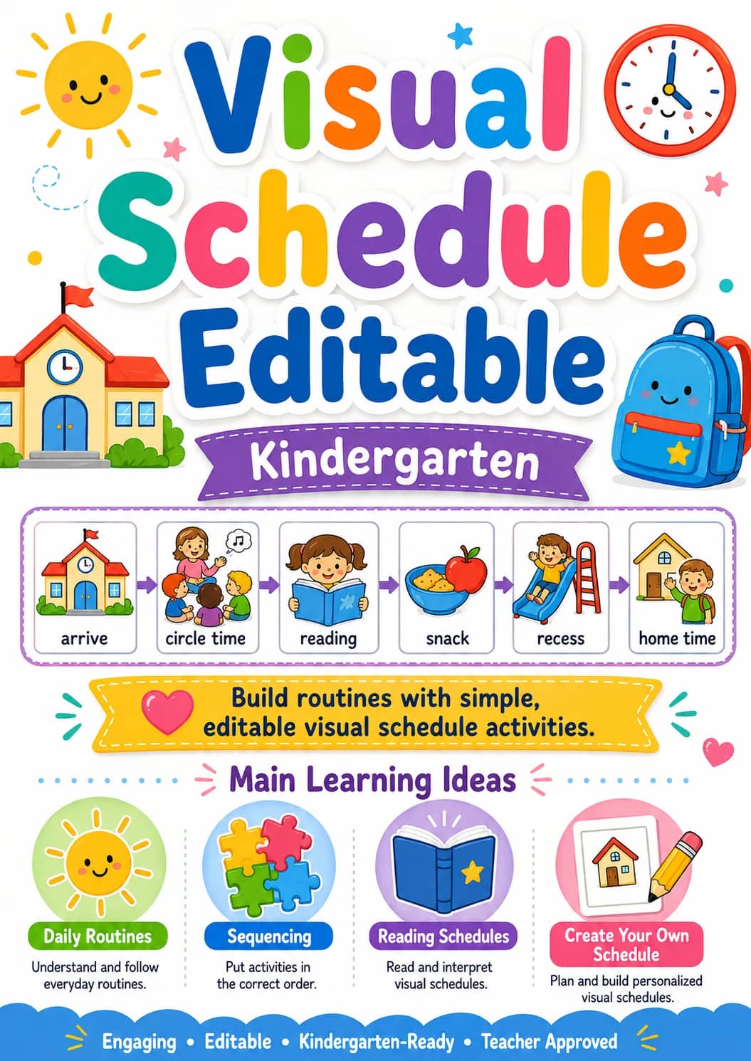 Visual Schedule Editable Worksheet Pack printable cover