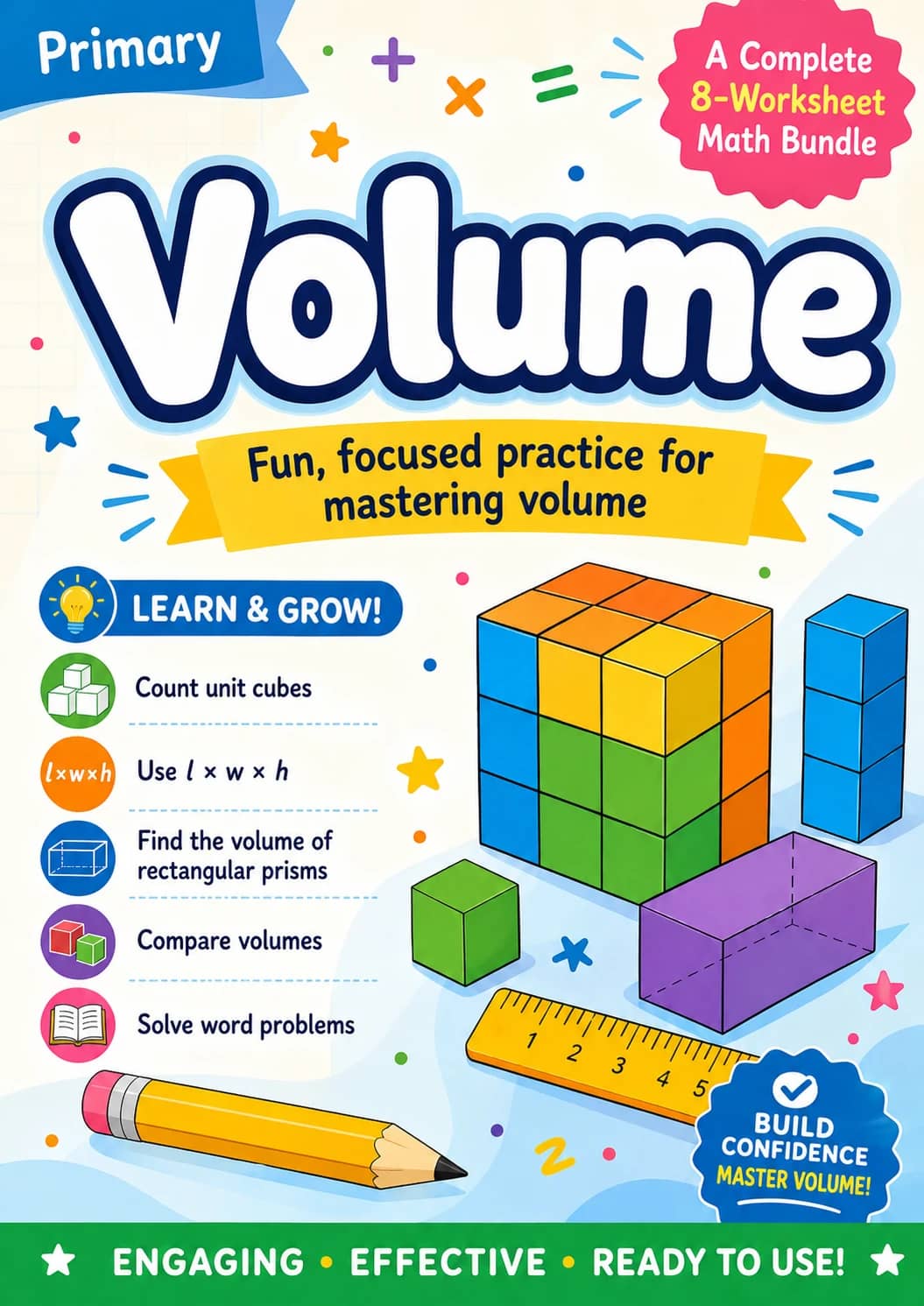 Volume Worksheet Pack printable cover