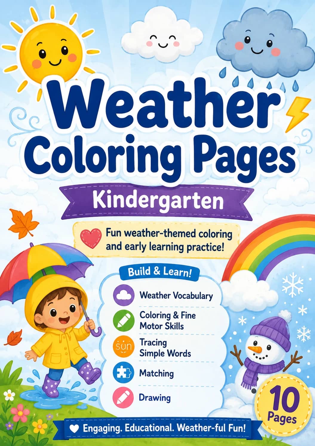 Weather Coloring Pages Worksheet Pack printable cover
