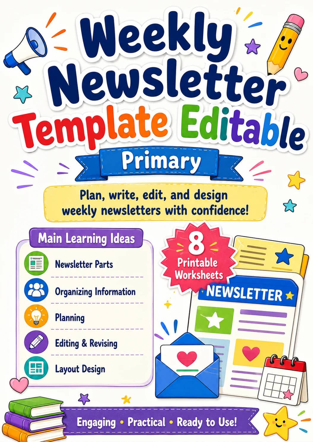 Weekly Newsletter Template Editable Worksheet Pack printable cover
