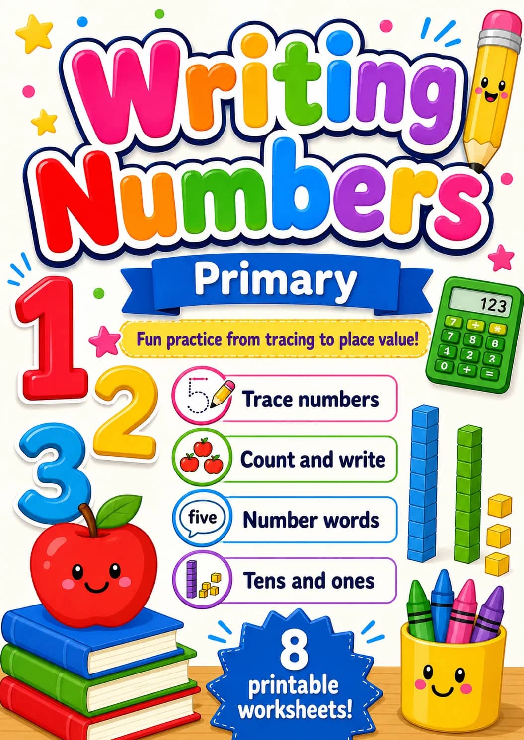 Writing Numbers Worksheet Pack printable cover