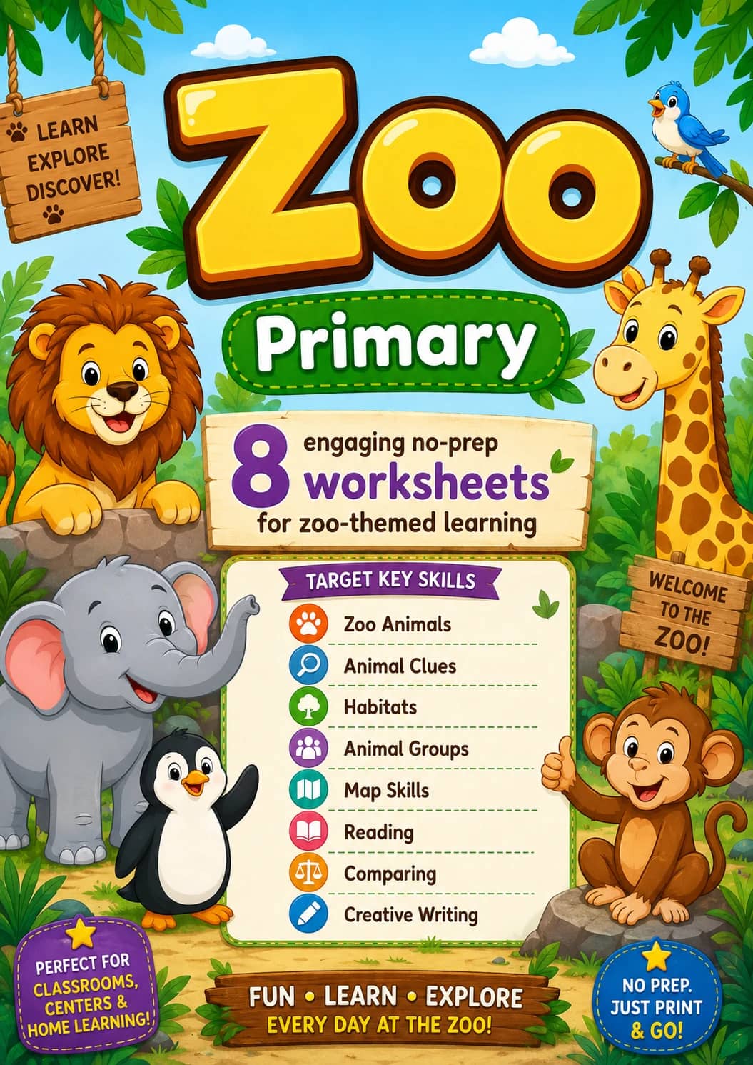 Zoo Worksheet Pack printable cover