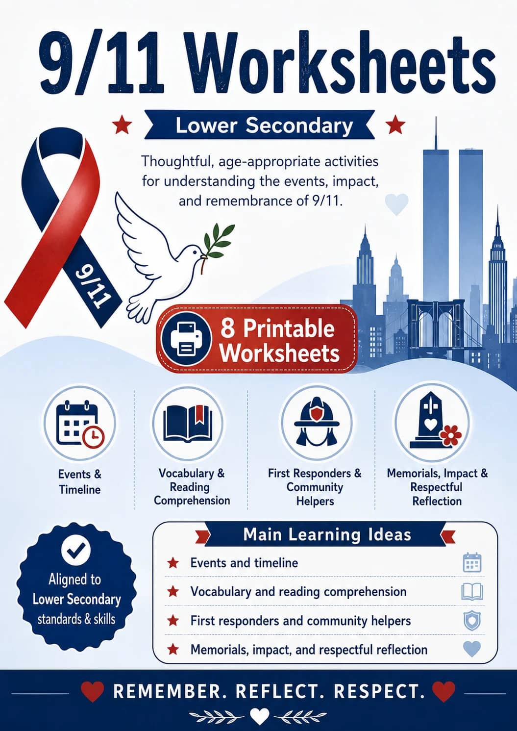 9/11 Worksheets Worksheet Pack printable cover