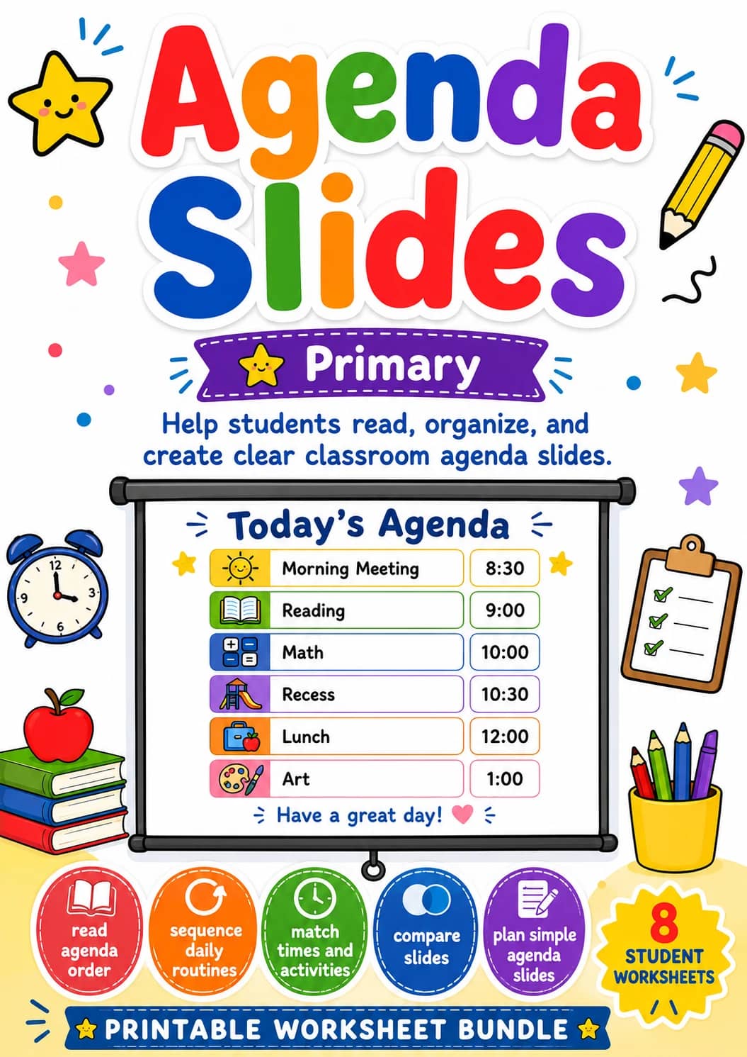 Agenda Slides Worksheet Pack printable cover