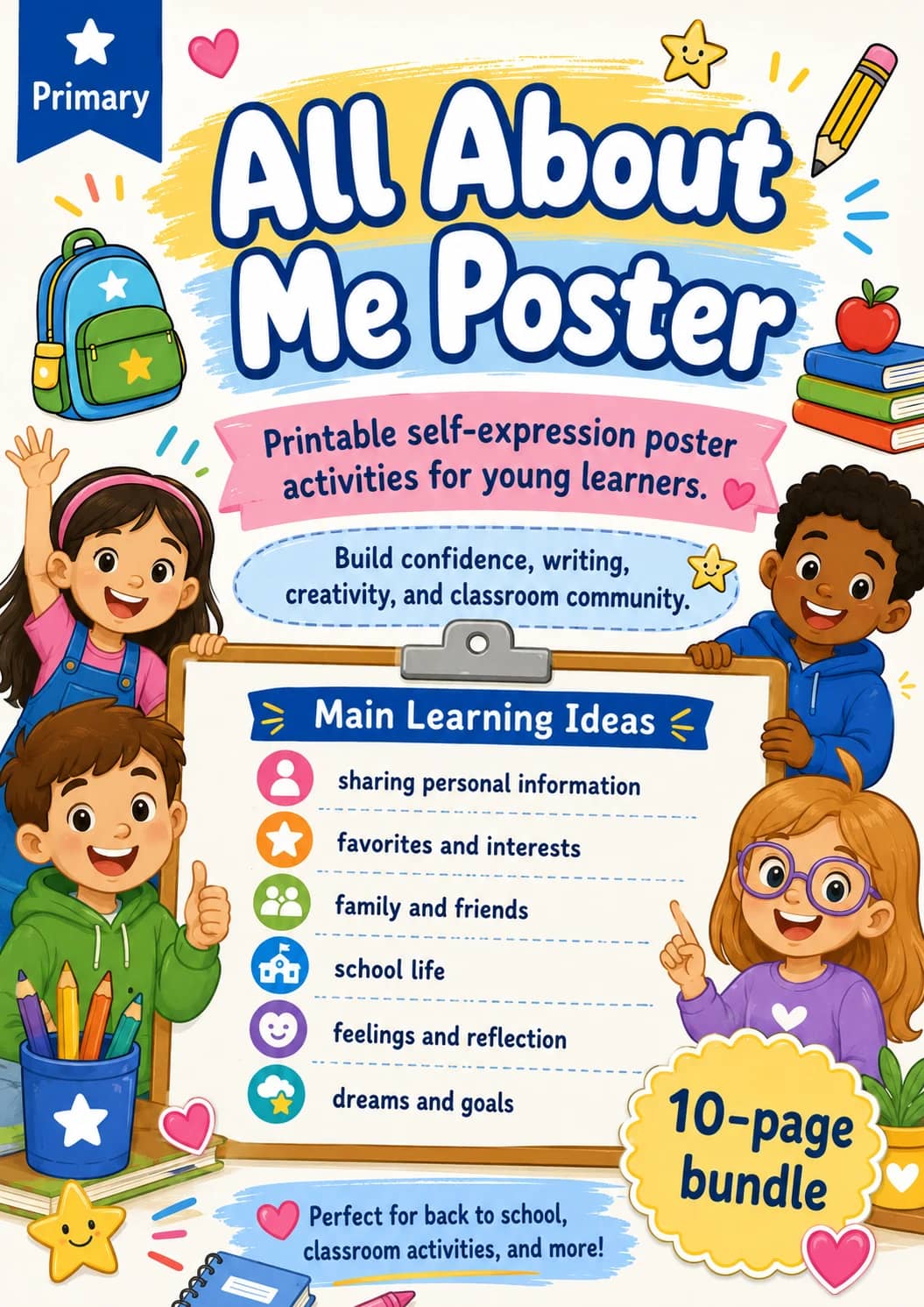 All About Me Poster Worksheet Pack printable cover