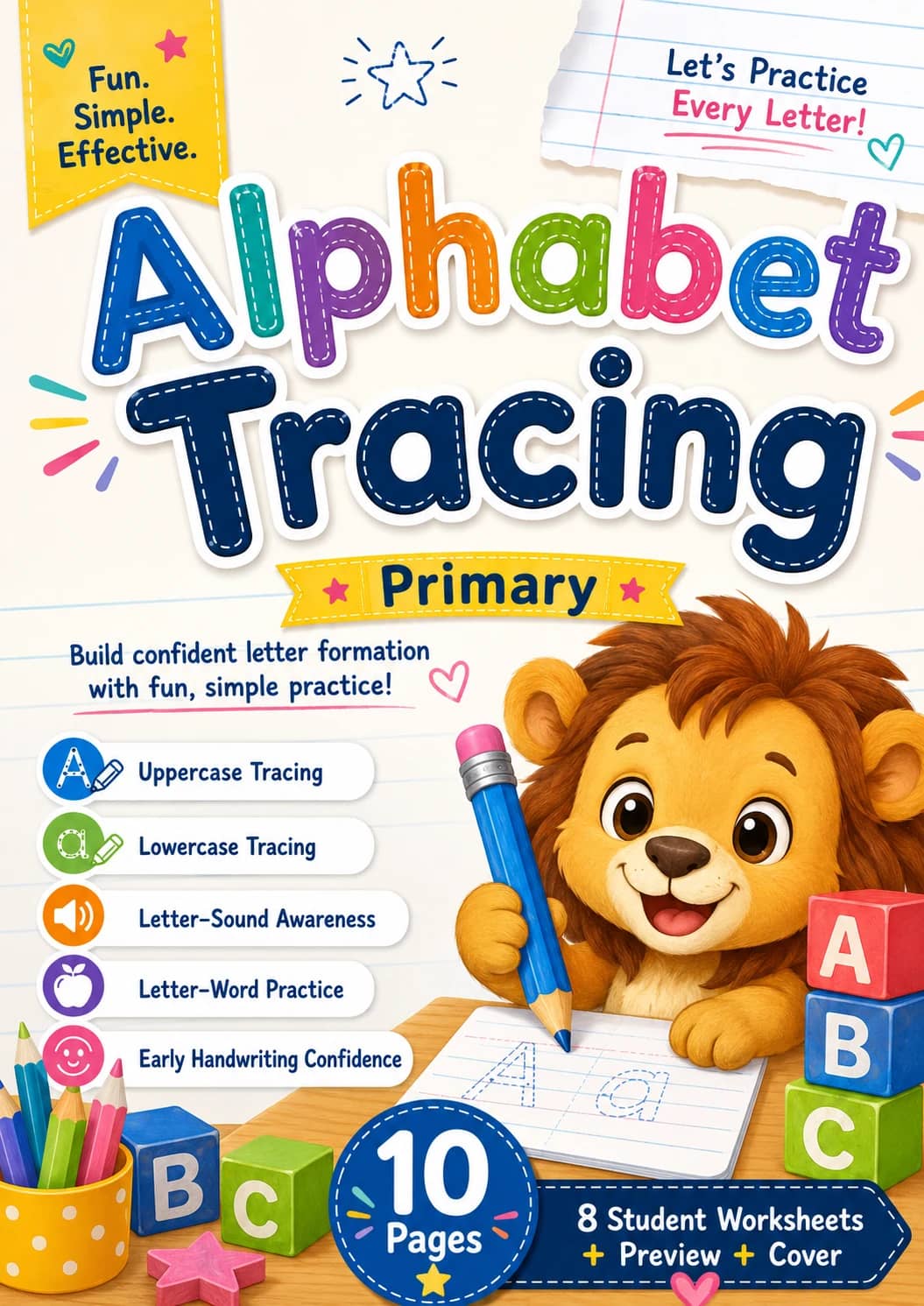 Alphabet Tracing Worksheet Pack printable cover