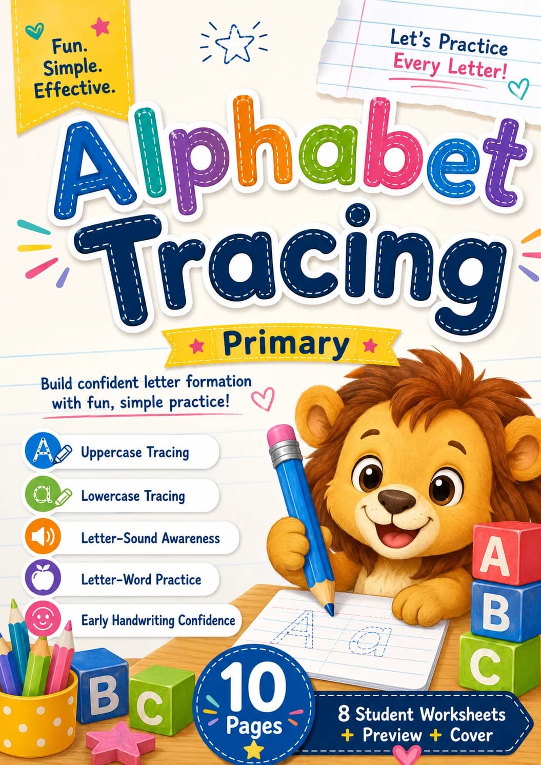 Alphabet Tracing Worksheet Pack printable cover