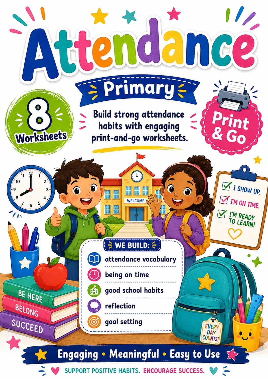 Attendance Worksheet Pack printable cover
