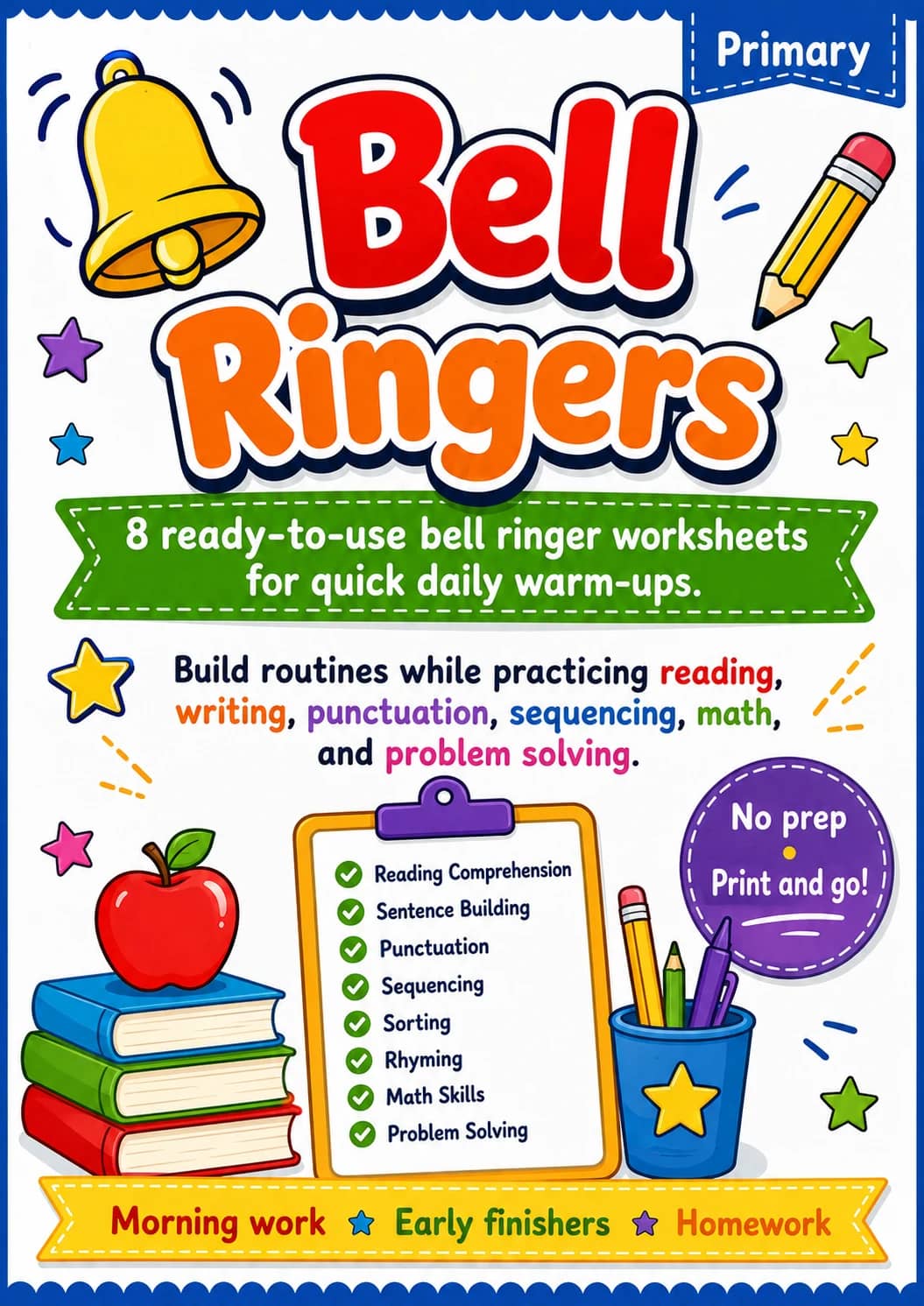 Bell Ringers Worksheet Pack printable cover