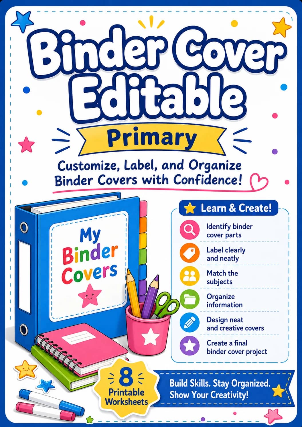 Binder Cover Editable Worksheet Pack printable cover