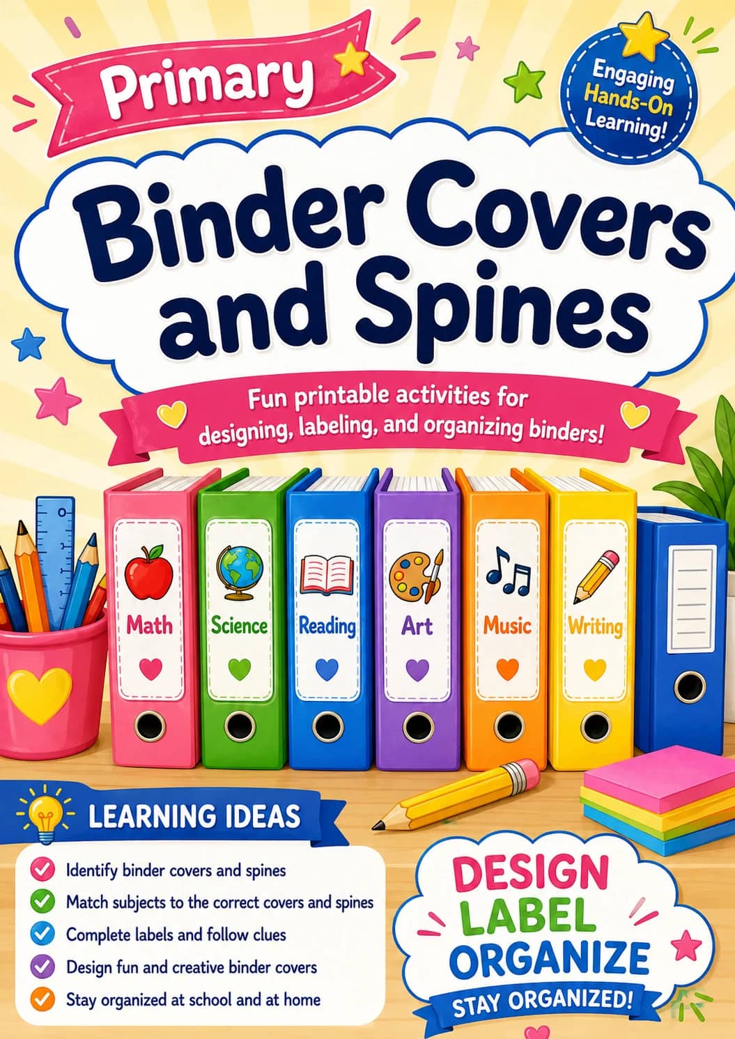 Binder Covers and Spines Worksheet Pack printable cover