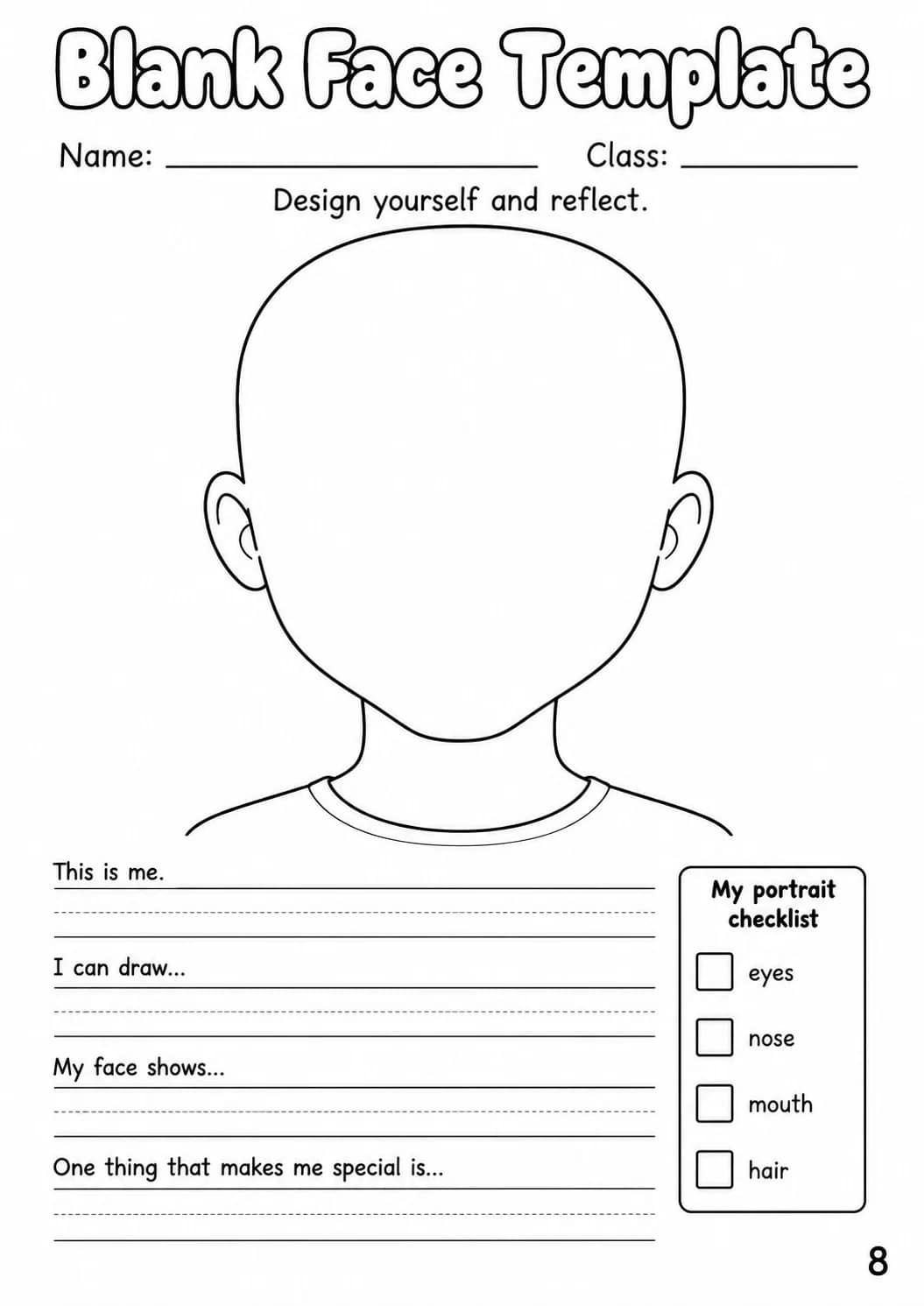 Blank Face Template Worksheet Pack printable cover