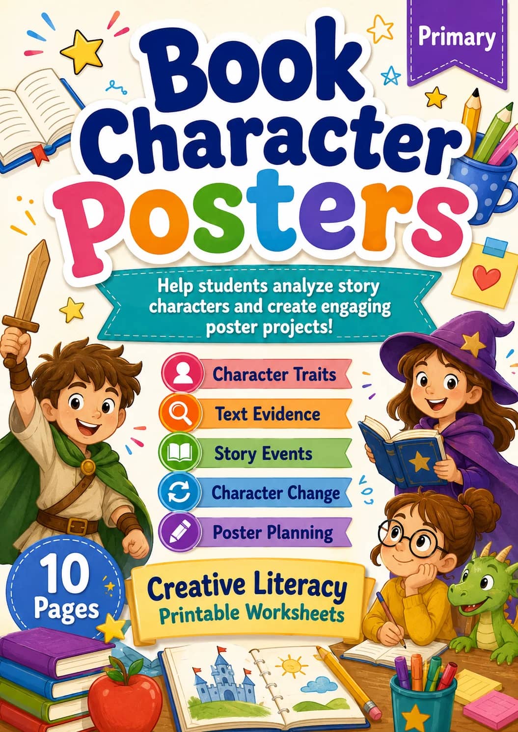 Book Character Posters Worksheet Pack printable cover