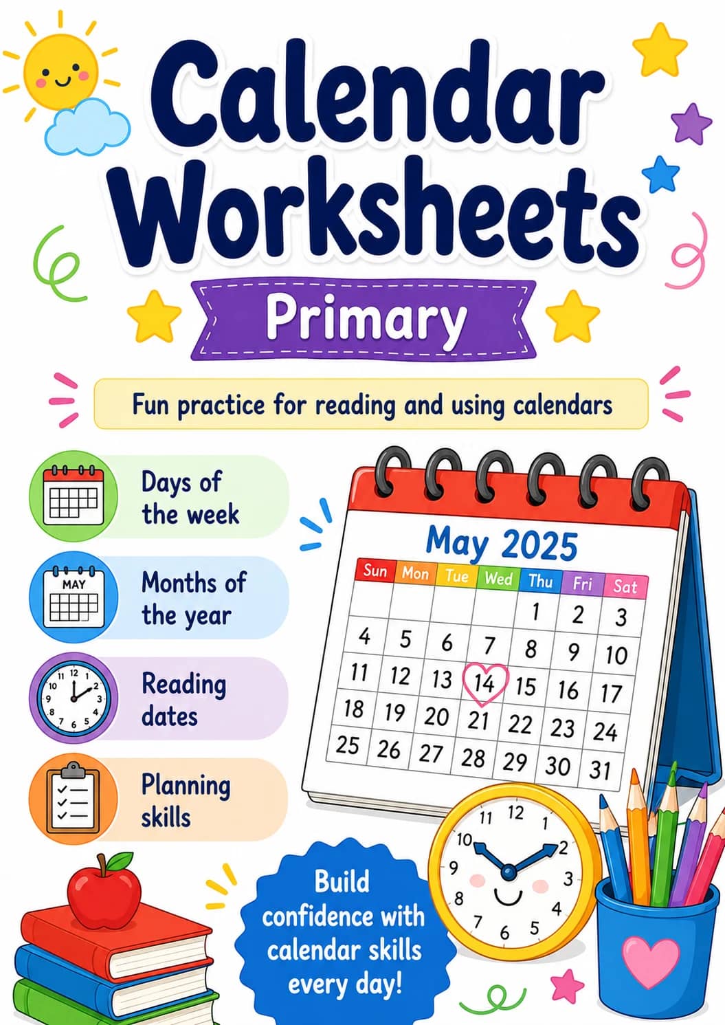 Calendar Worksheets Worksheet Pack printable cover