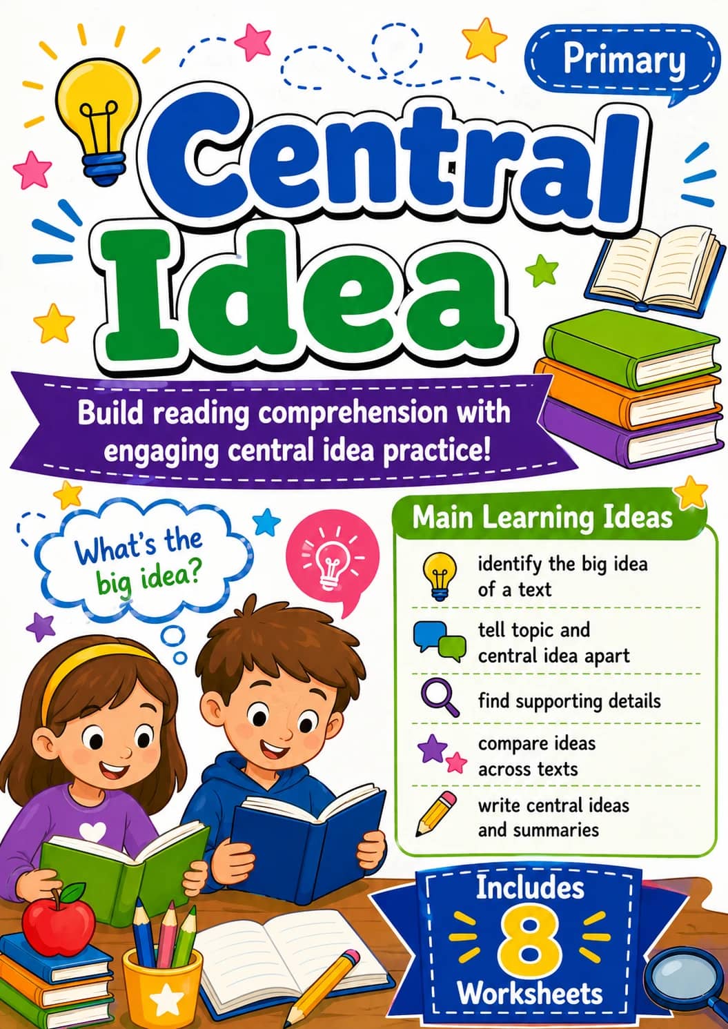 Central Idea Worksheet Pack printable cover