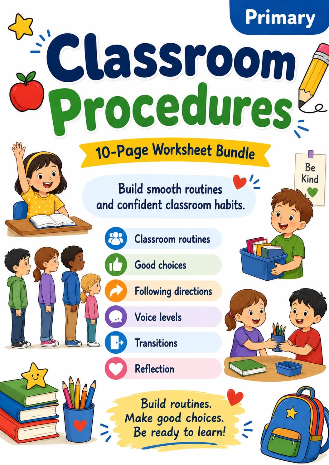 Classroom Procedures Worksheet Pack printable cover