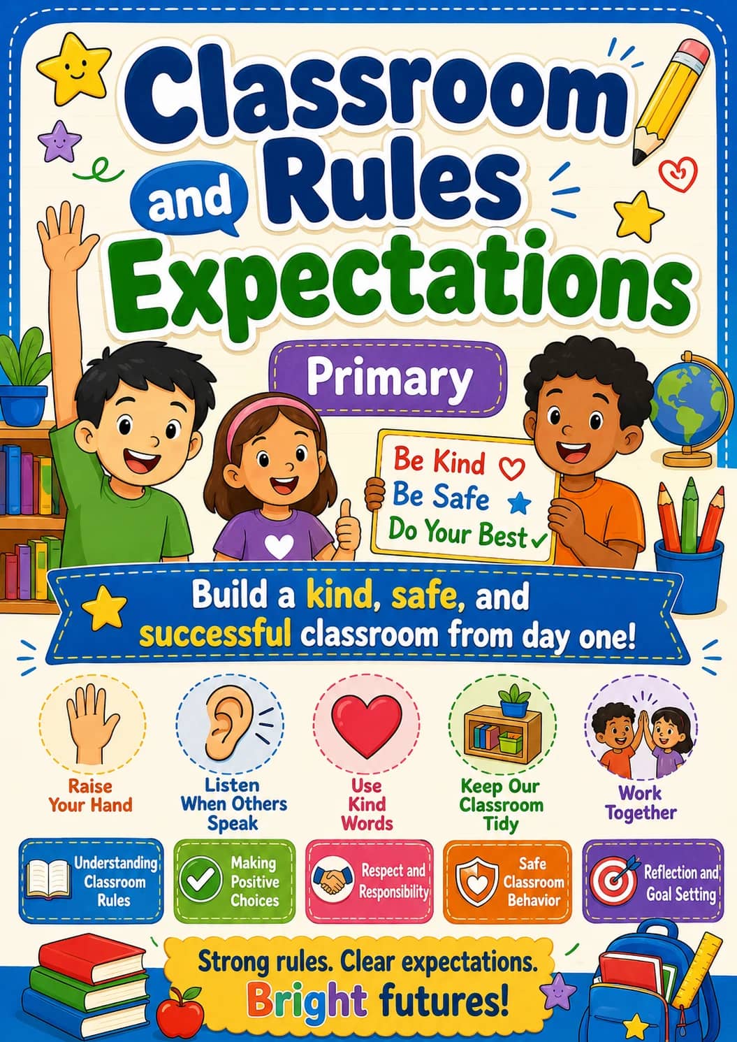 Classroom Rules and Expectations Worksheet Pack printable cover