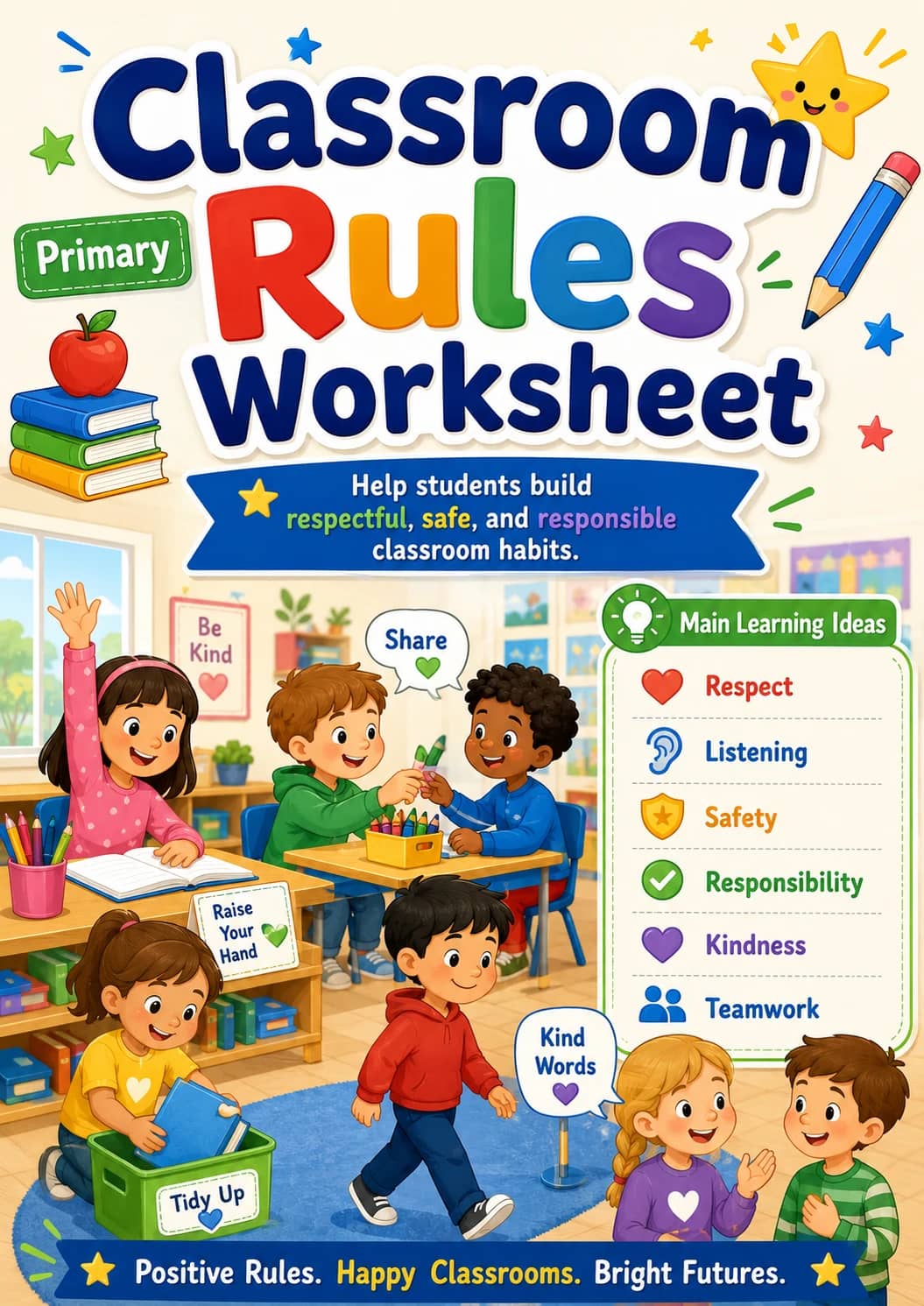Classroom Rules Worksheet Pack printable cover