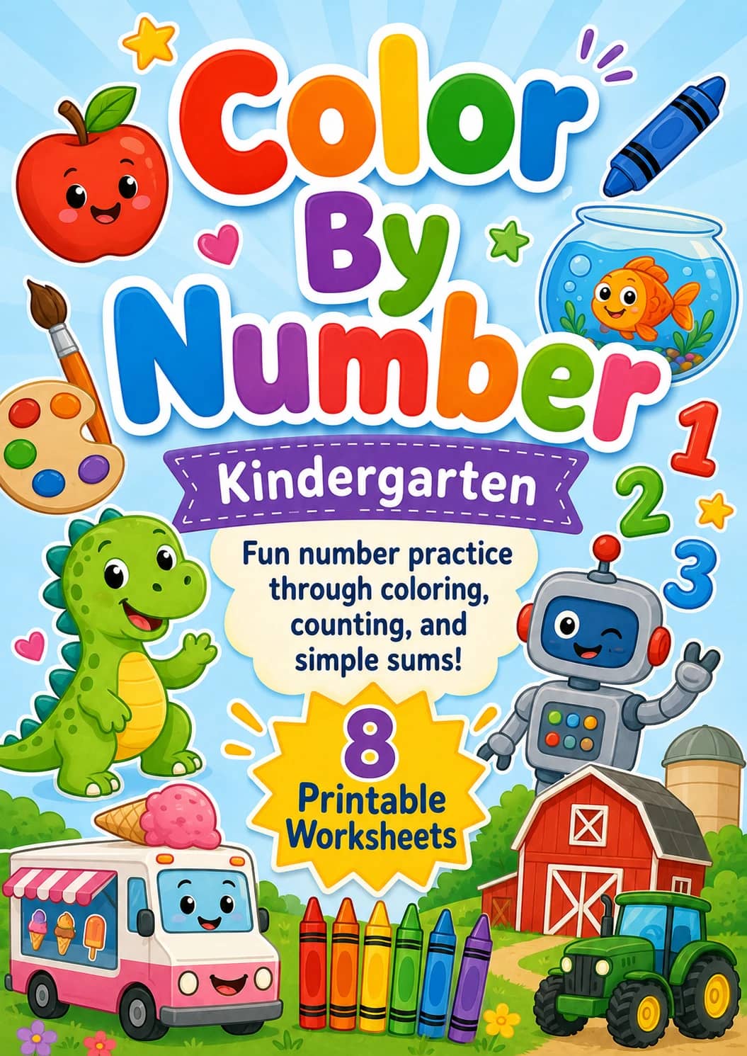 Color By Number Worksheet Pack printable cover