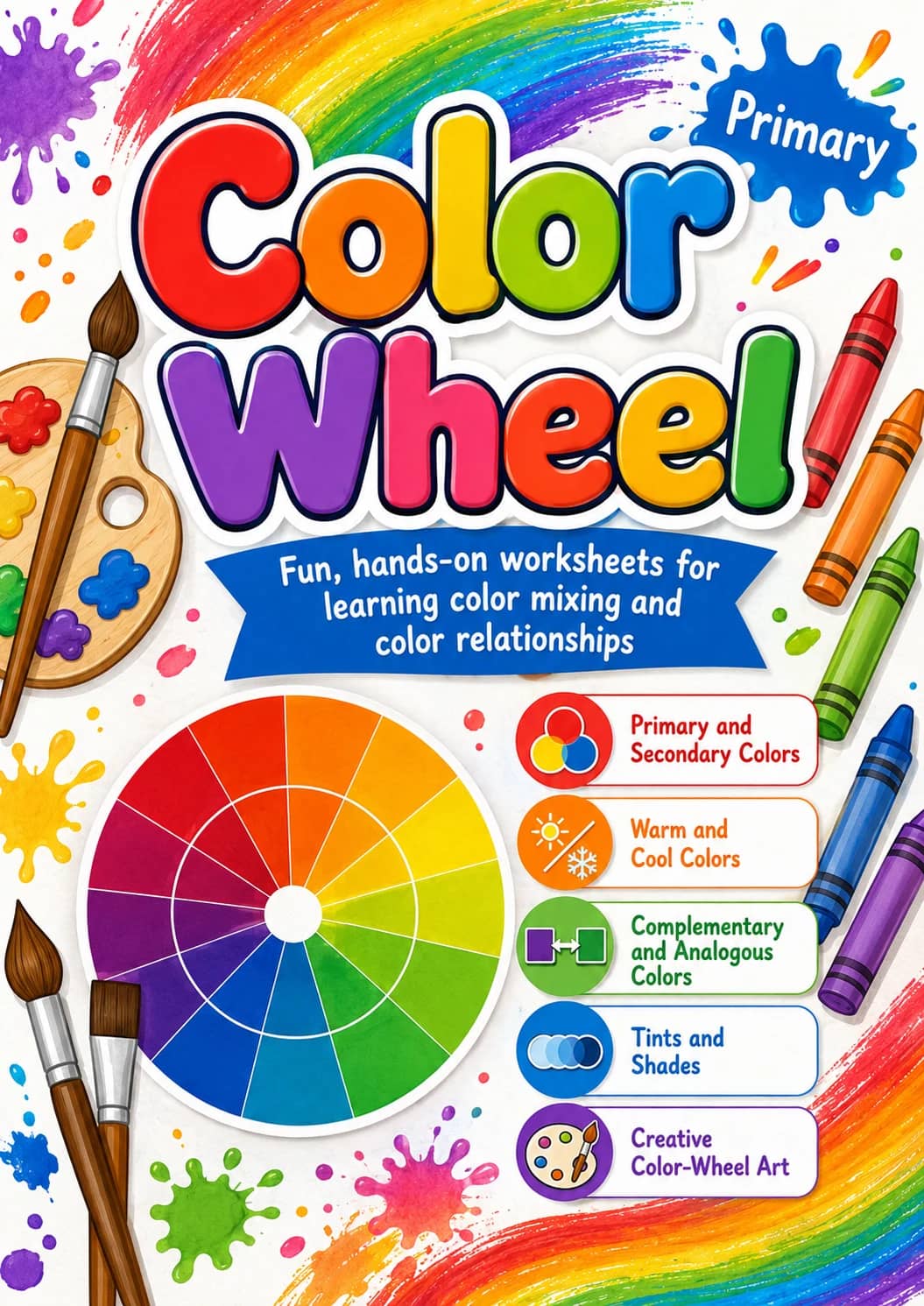 Color Wheel Worksheet Pack printable cover