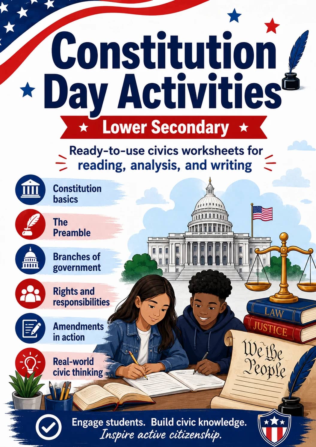 Constitution Day Activities Worksheet Pack printable cover