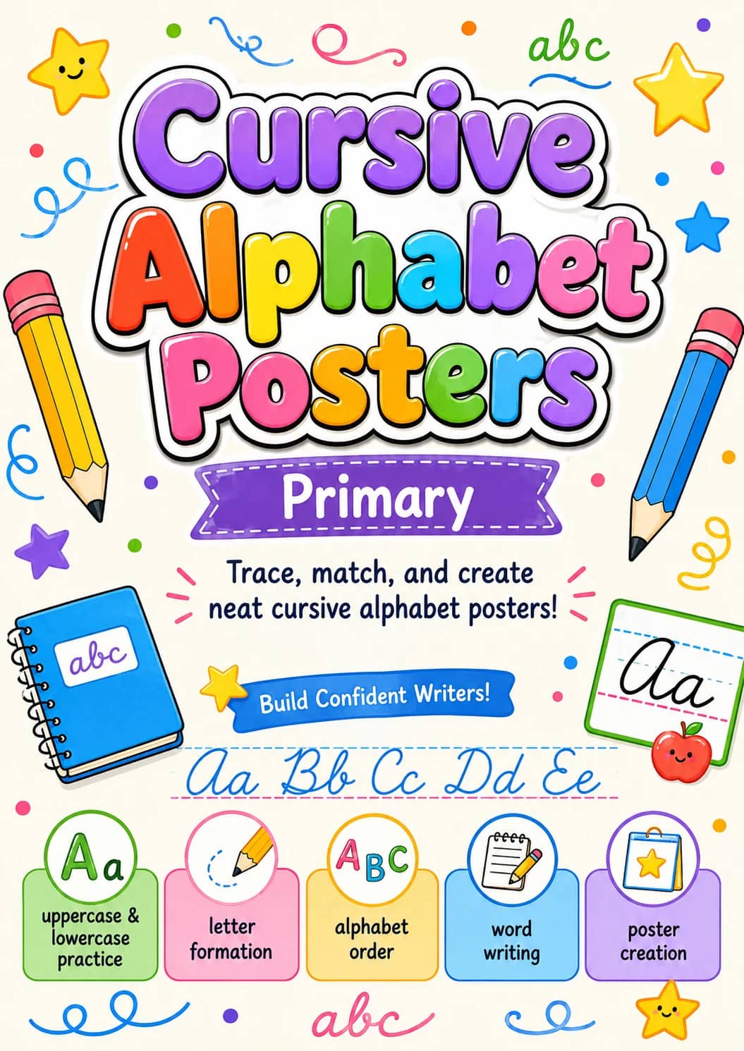 Cursive Alphabet Posters Worksheet Pack printable cover
