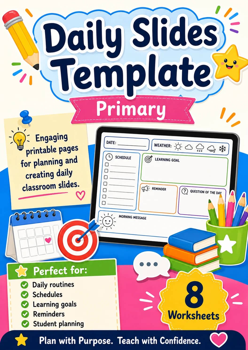 Daily Slides Template Worksheet Pack printable cover