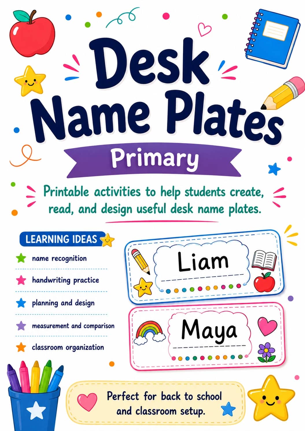Desk Name Plates Worksheet Pack printable cover