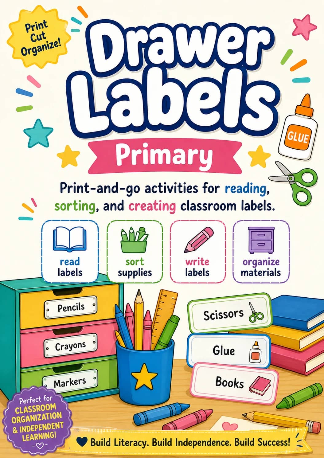 Drawer Labels Worksheet Pack printable cover