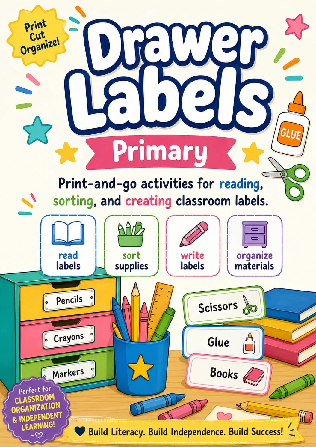 Drawer Labels Worksheet Pack printable cover