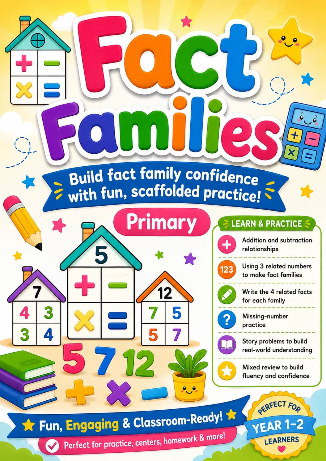 Fact Families Worksheet Pack printable cover