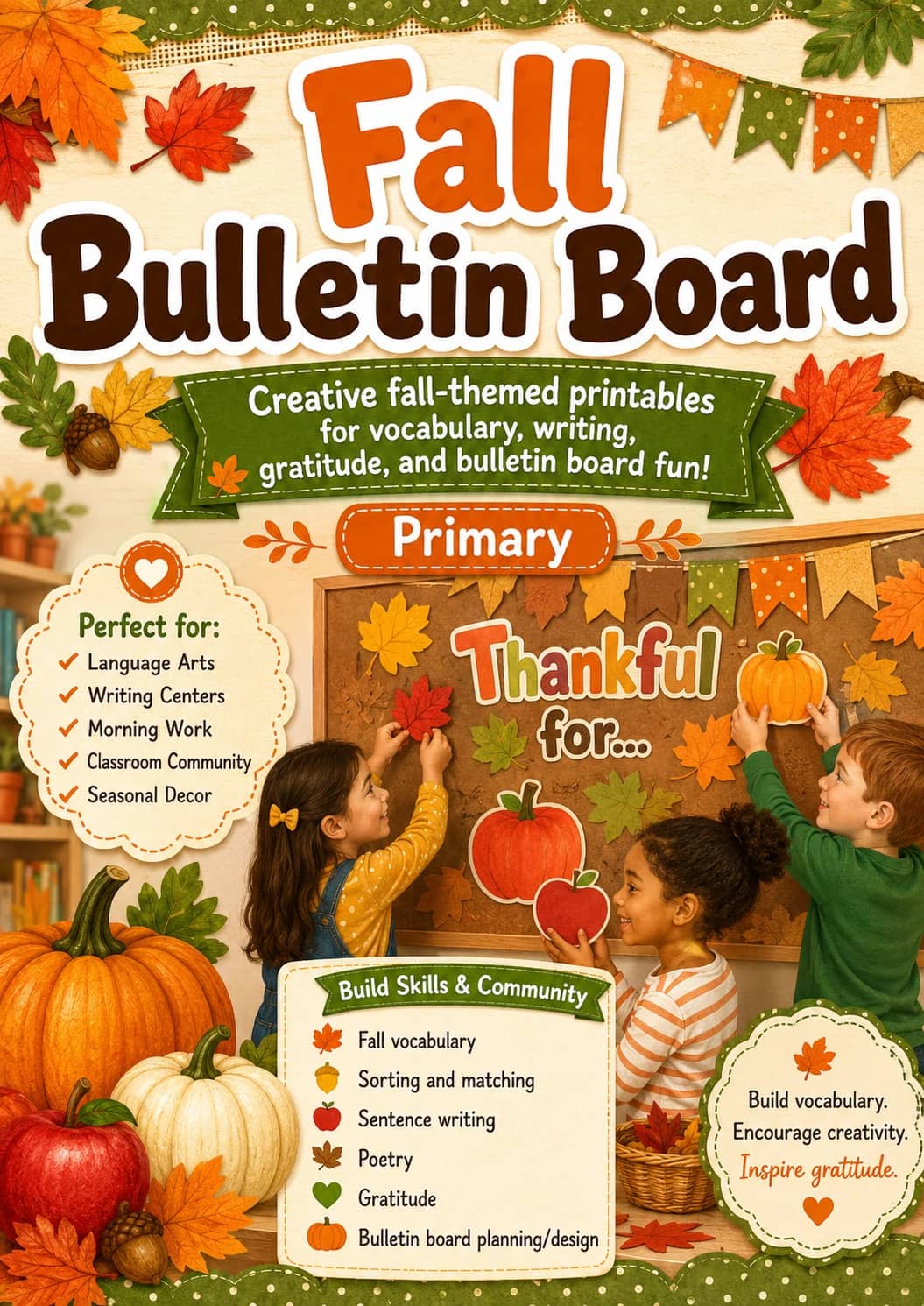 Fall Bulletin Board Worksheet Pack printable cover