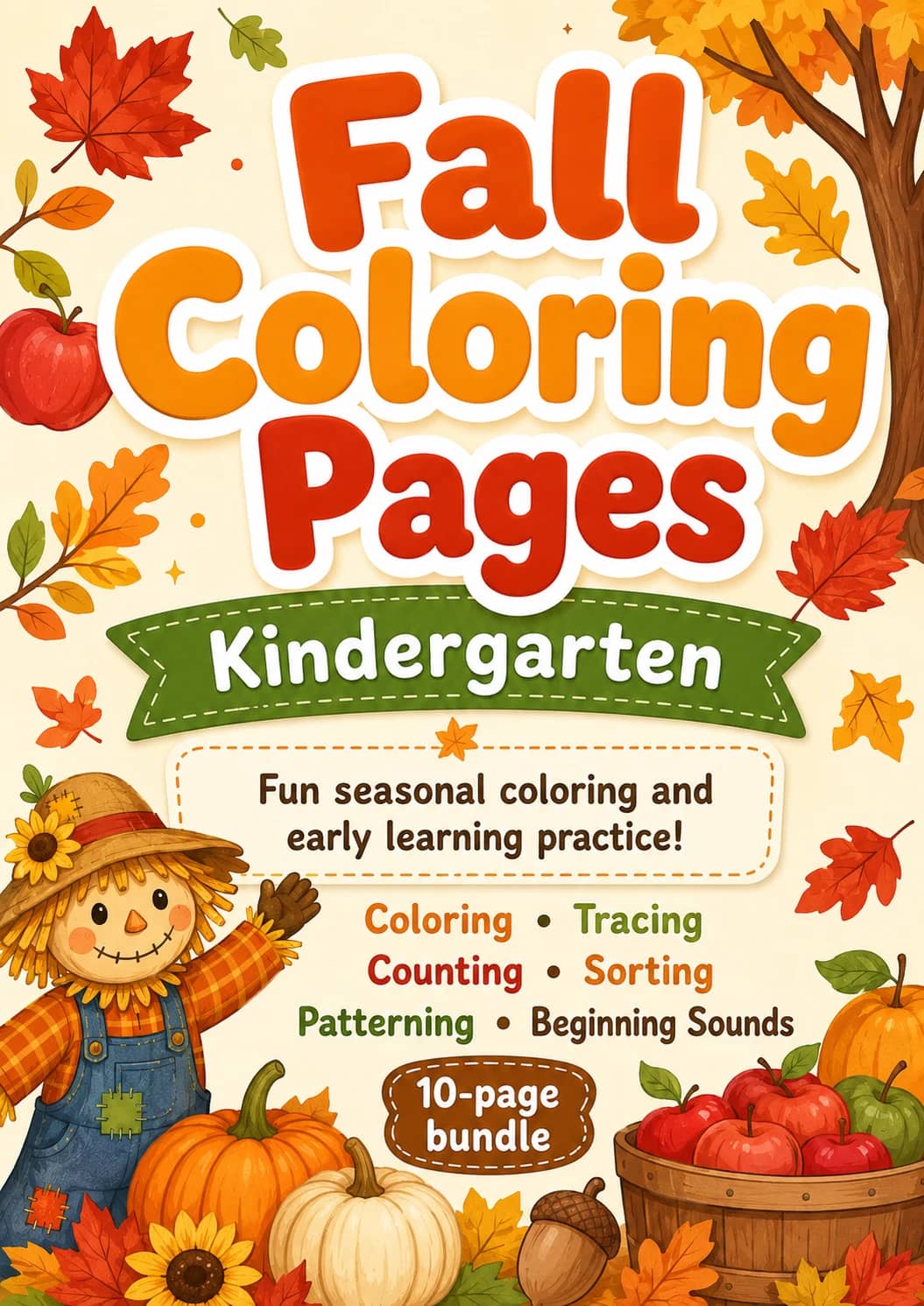 Fall Coloring Pages Worksheet Pack printable cover